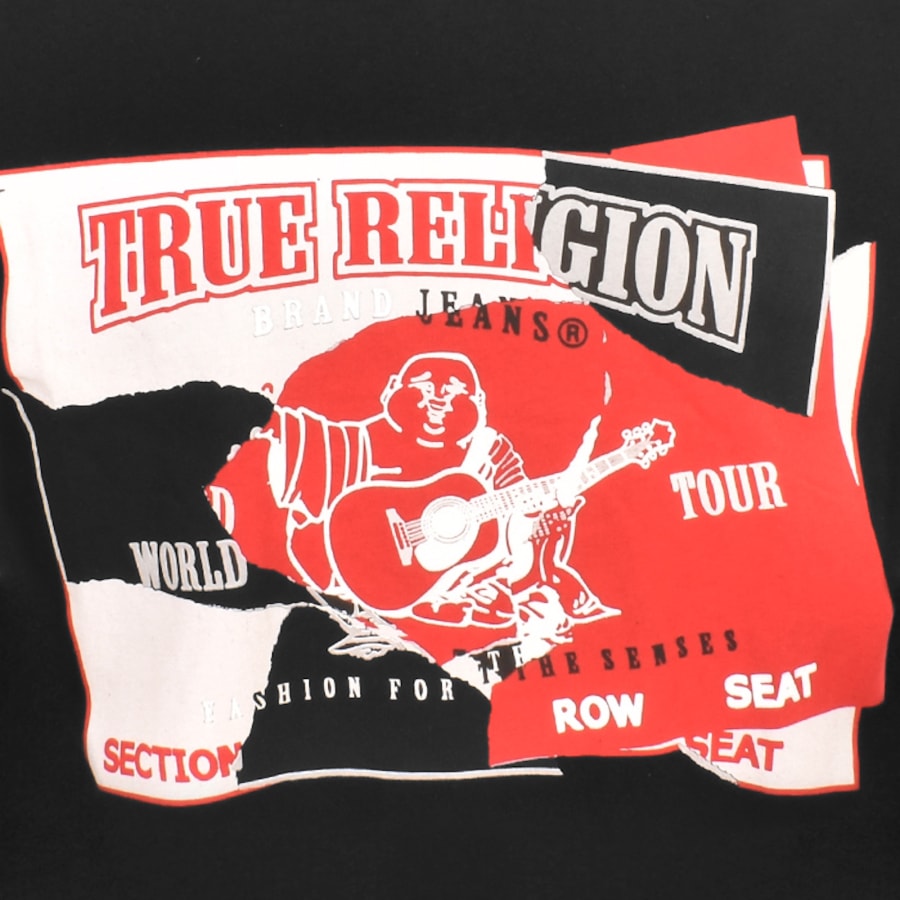 True Religion Short Sleeve Torn Logo T Shirt Black